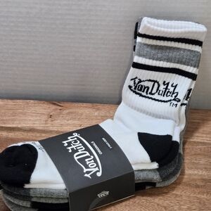 Von Dutch 3 Pack Crew Socks NWT Y2K Logo Streetwear